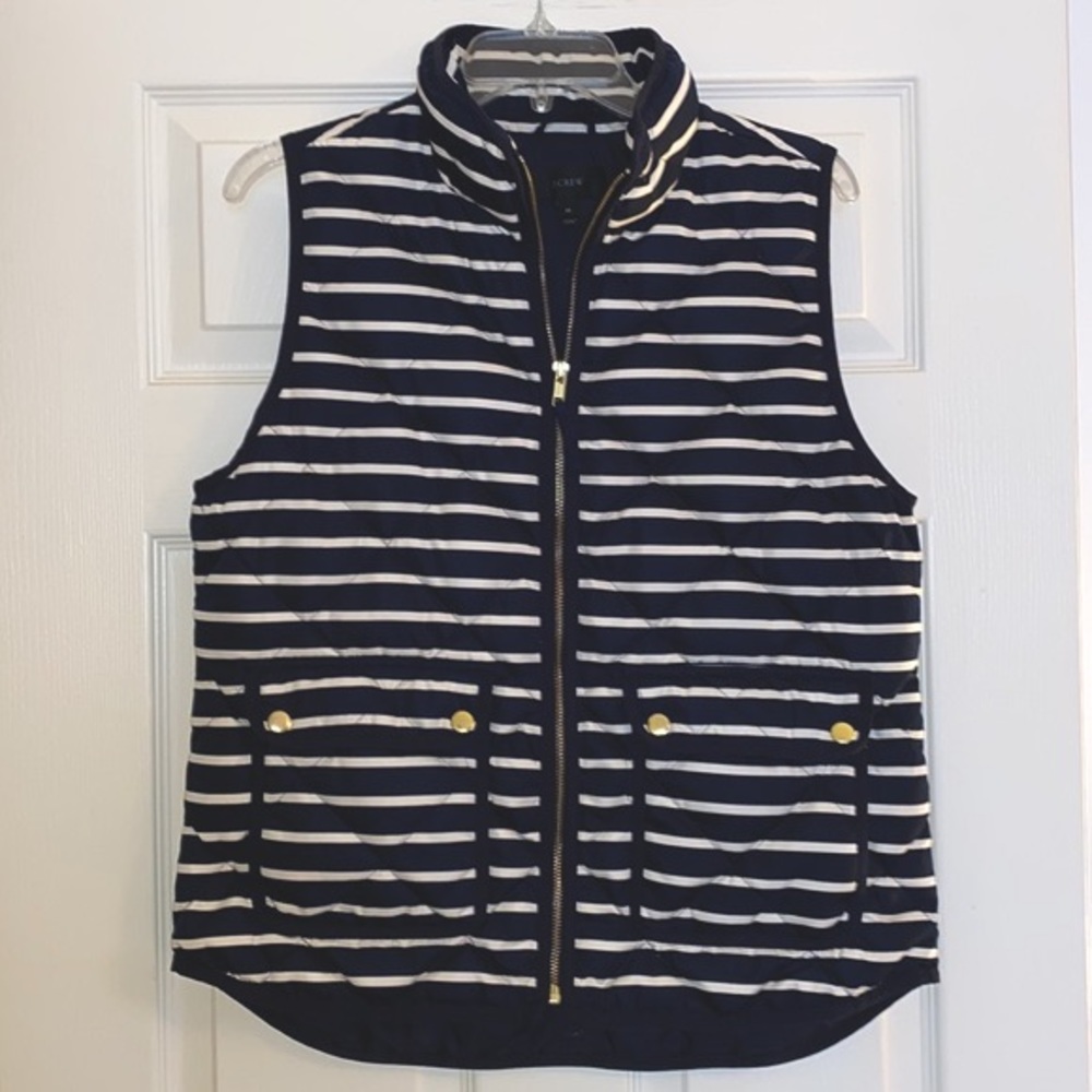 J. Crew Striped Quilted Vest EUC